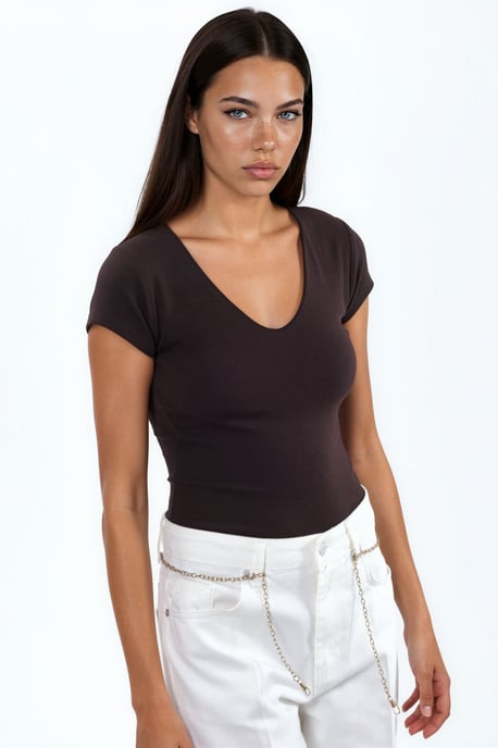 V-Ausschnitt Modal-Baumwollmischung Bluse - Image 4