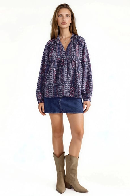 Hiccup Bluse mit Ballonärmeln und Print - Lila - Image 3