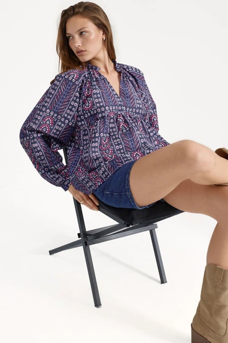 Hiccup Bluse mit Ballonärmeln und Print - Lila - Image 4