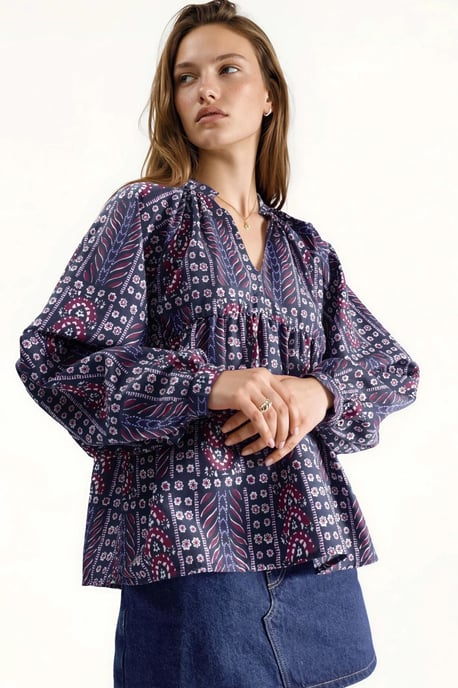 Hiccup Bluse mit Ballonärmeln und Print - Lila - Image 5