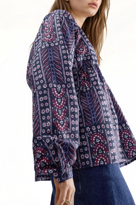 Hiccup Bluse mit Ballonärmeln und Print - Lila - Image 6
