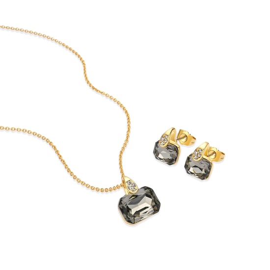 Metalllegierungs- und graue Kristallsets in 18-karat-Gelbgold – Garbar - Image 1