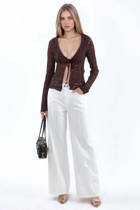 Damen-Spitzengeflechtjacke mit Bindeband vorne - Image 4