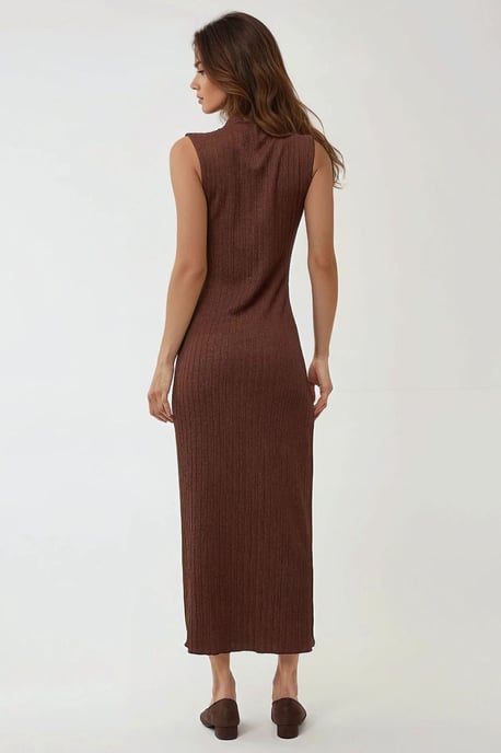 Strukturierter Halsband Bodycon Maxikleid - Image 3