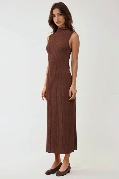 Strukturierter Halsband Bodycon Maxikleid - Image 4