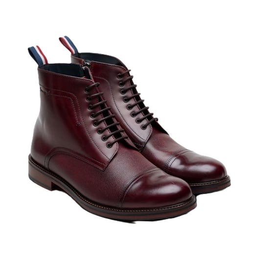 Ben Sherman Harrington Brush Off Leder Herren Bordeaux Stiefel - Image 1