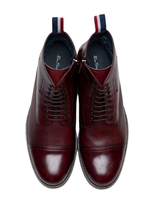 Ben Sherman Harrington Brush Off Leder Herren Bordeaux Stiefel - Image 3