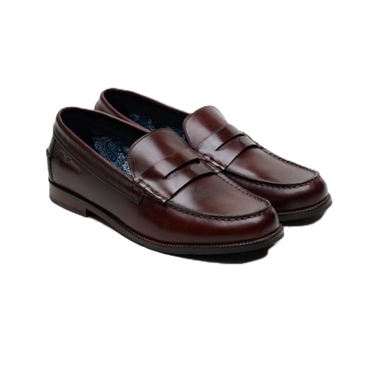 Ben Sherman Sid Brush Off Leder Herren Braune Penny Loafers - Image 1