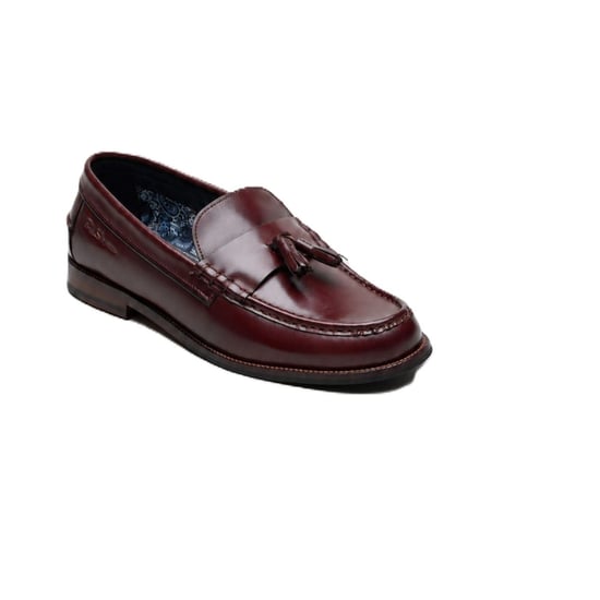 Ben Sherman Sid Pinselabzug Leder Herren Burgunder Quasten Slipper - Image 1