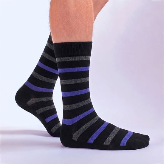 3er-Pack Gestreifte Bambus-Herrensocken Weiche Atmungsaktive Socken - Image 3