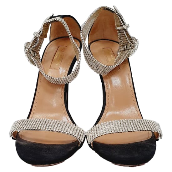 Aquazzura Kristall-besetzte Sandaletten mit Absätzen aus schwarzem Wildleder - Image 2