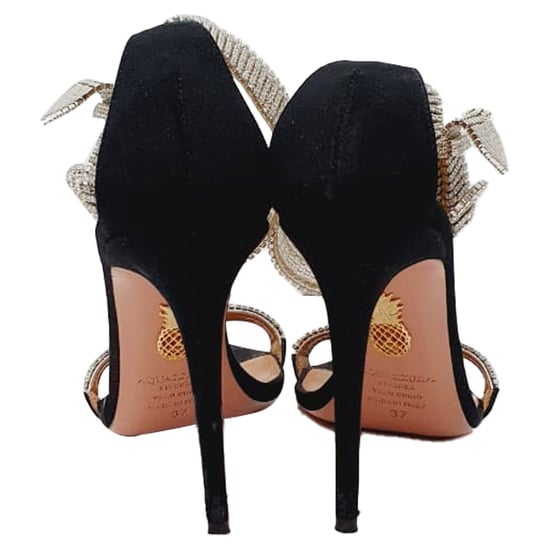 Aquazzura Kristall-besetzte Sandaletten mit Absätzen aus schwarzem Wildleder - Image 3