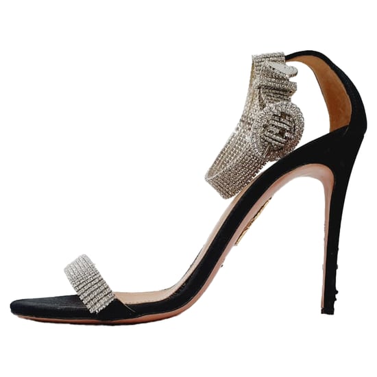 Aquazzura Kristall-besetzte Sandaletten mit Absätzen aus schwarzem Wildleder - Image 4