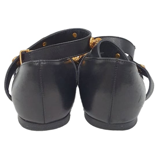 Versace Tribute Logo Ballerina Flats aus schwarzem Leder - Image 3