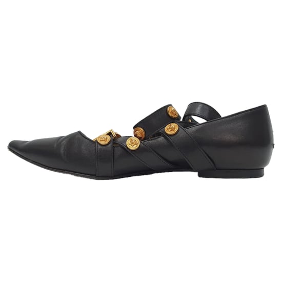 Versace Tribute Logo Ballerina Flats aus schwarzem Leder - Image 4