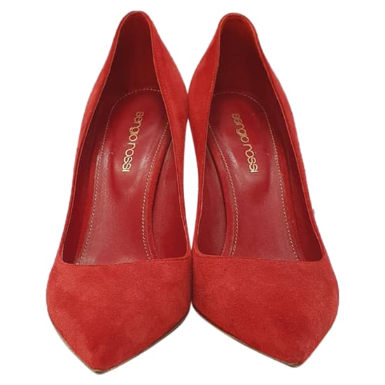 Sergio Rossi Spitz zulaufende Pumps aus rotem Wildleder - Image 2