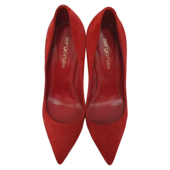 Sergio Rossi Spitz zulaufende Pumps aus rotem Wildleder - Image 5