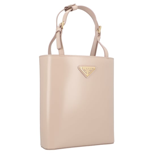 Prada Ledertasche mit Dreieckslogo, Damenhandtasche in Beige - Image 2