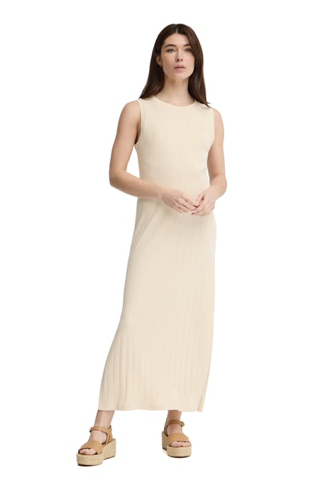 Ärmelloses Kleid cremefarben aus Rippstoff mit Polo Club Logo - Image 3