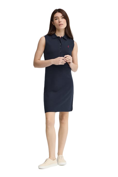 Kurzes ärmelloses Kleid marineblau mit Polokragen und Rigby Go Logo - Image 3