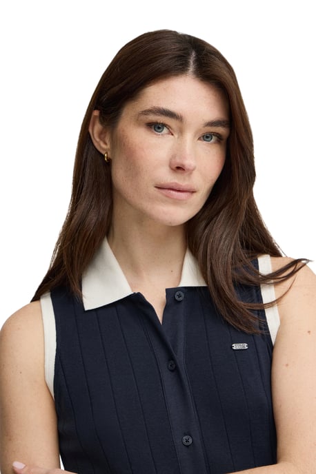 Kleid marineblau aus Rippstoff mit Polo Club Bindegürtel - Image 4