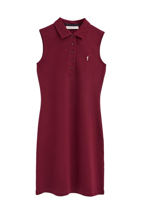 Kurzes ärmelloses Kleid granatrot mit Polokragen und Rigby Go Logo - Image 1