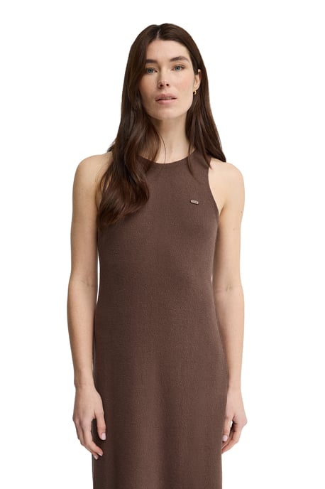 Kleid aus rustikalem Strickstoff schokobraun mit Polo Club Logo - Image 2