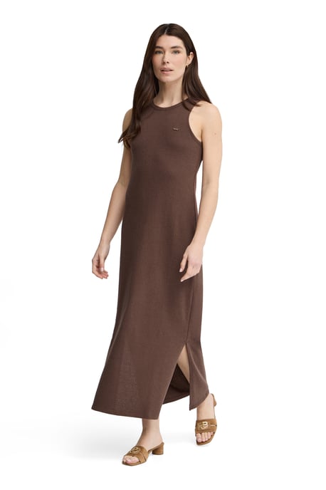 Kleid aus rustikalem Strickstoff schokobraun mit Polo Club Logo - Image 3