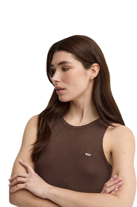 Kleid aus rustikalem Strickstoff schokobraun mit Polo Club Logo - Image 4