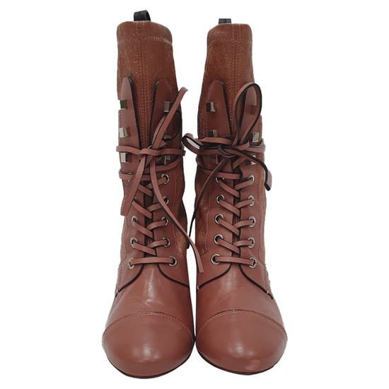 Stuart Weitzman Veruka Schnür-Stiefeletten aus rosa Leder - Image 2