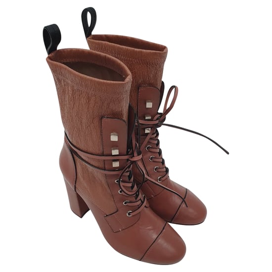 Stuart Weitzman Veruka Schnür-Stiefeletten aus rosa Leder - Image 6