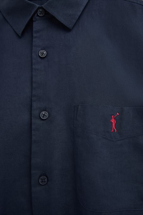 Kurzärmliges Hemd Cotolino marineblau im Regular Fit mit Rigby Go Logo - Image 3