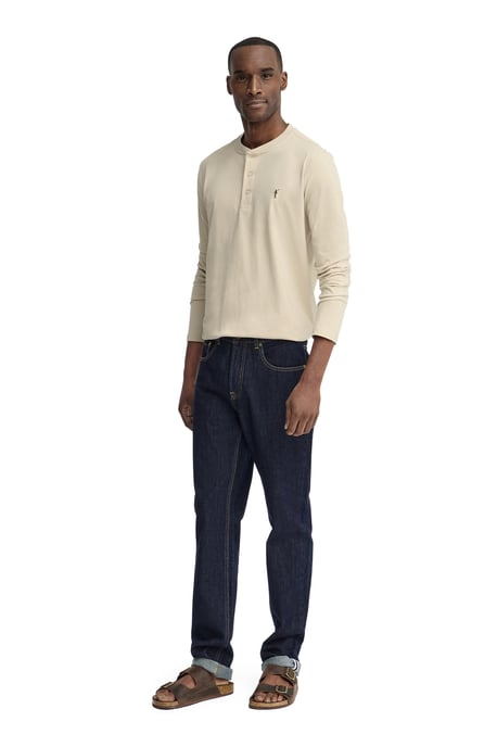 T-Shirt beige mit Henley-Ausschnitt und gesticktem Rigby Go-Logo - Image 3