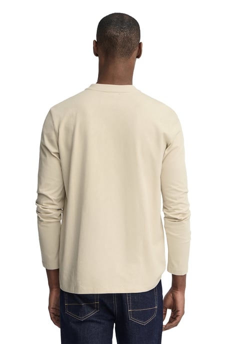 T-Shirt beige mit Henley-Ausschnitt und gesticktem Rigby Go-Logo - Image 4
