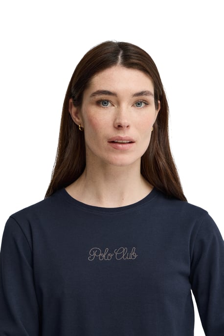 T-Shirt marineblau mit langen Ärmeln und glitzerndem Polo Club-Logo - Image 4