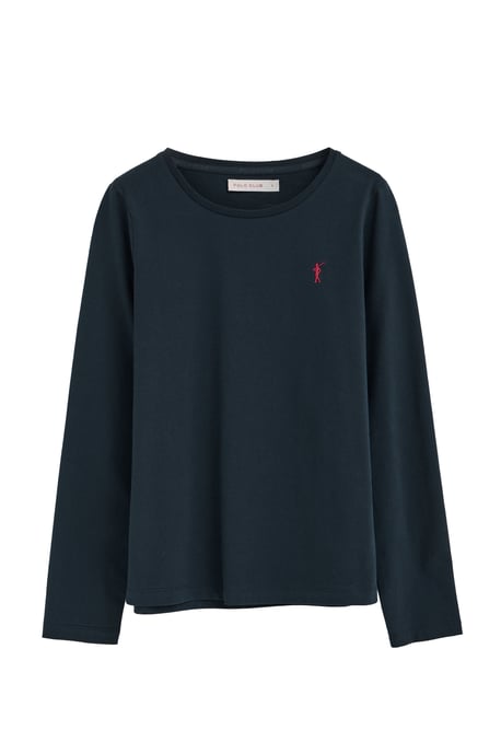Langärmliges T-Shirt marineblau mit Rundhalsausschnitt und Rigby Go Stickerei - Image 1