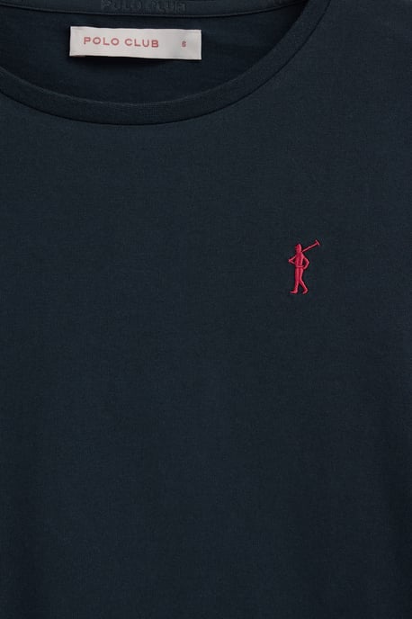 Langärmliges T-Shirt marineblau mit Rundhalsausschnitt und Rigby Go Stickerei - Image 3