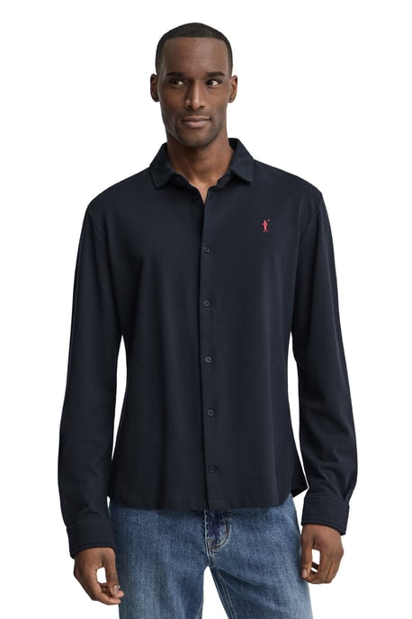 Poloshirt marineblau mit durchgehender Knopfleiste und Rigby Go Stickerei - Image 2