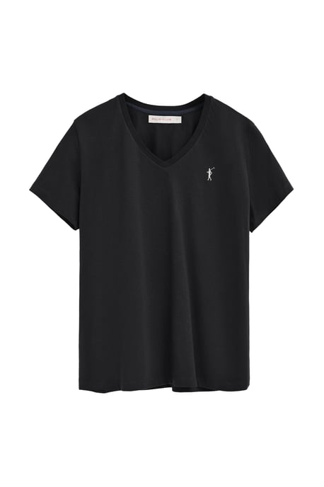 Zweierpack kurzärmlige Damen-T-Shirts schwarz und weiß mit V-Ausschnitt und Rigby Go Stickerei - Image 3