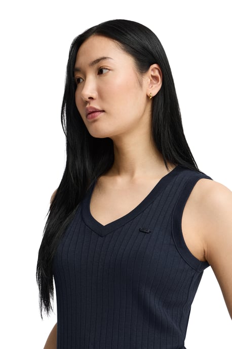 Ärmelloses T-Shirt marineblau aus Rippstoff mit V-Ausschnitt und Polo Club Logo - Image 4