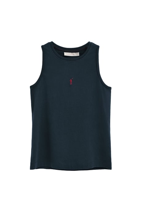 Ärmelloses T-Shirt marineblau im Slim Fit mit Rigby Go Stickerei - Image 1