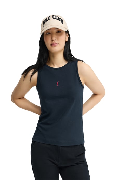 Ärmelloses T-Shirt marineblau im Slim Fit mit Rigby Go Stickerei - Image 2