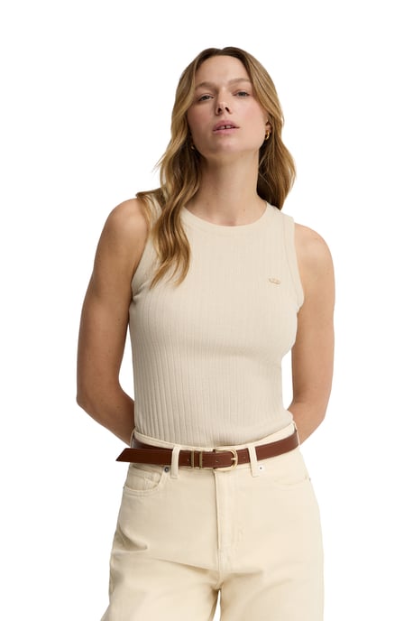 Ärmelloses T-Shirt beige aus Rippstoff mit Polo Club Logo - Image 2