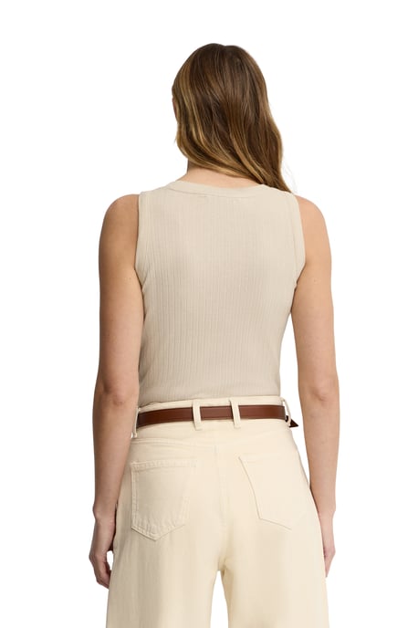 Ärmelloses T-Shirt beige aus Rippstoff mit Polo Club Logo - Image 4
