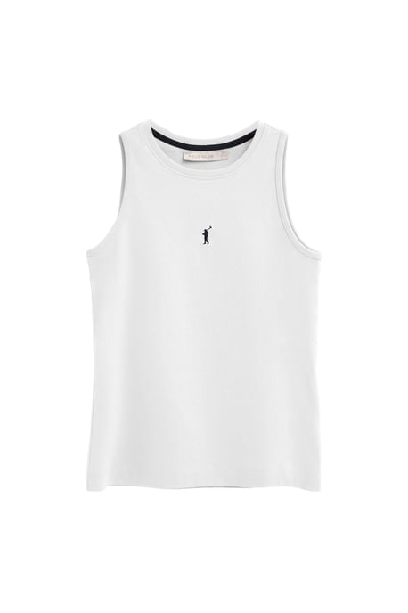 Ärmelloses T-Shirt weiß im Slim Fit mit Rigby Go Stickerei - Image 1