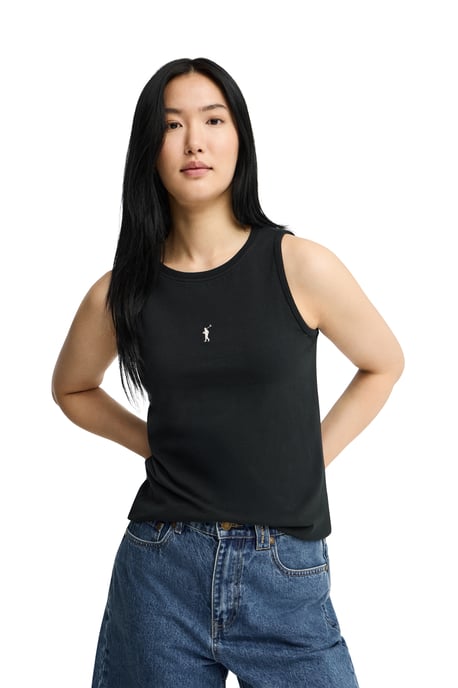 Ärmelloses T-Shirt schwarz im Slim Fit mit Rigby Go Stickerei - Image 2