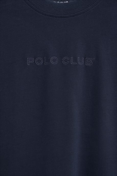T-Shirt marineblau im Loose Fit mit Polo Club Stickerei - Image 3