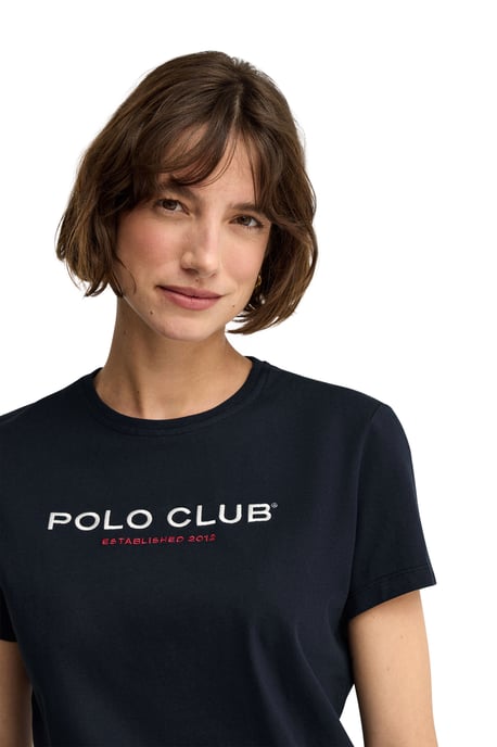 T-Shirt marineblau im Slim Fit mit Established 2012 Polo Club Stickerei - Image 3