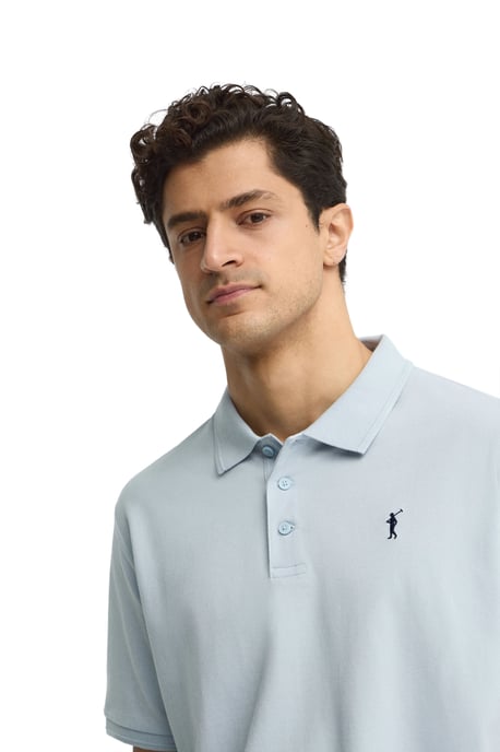 Kurzärmliges Poloshirt hellblau mit gesticktem Rigby Go Logo - Image 4