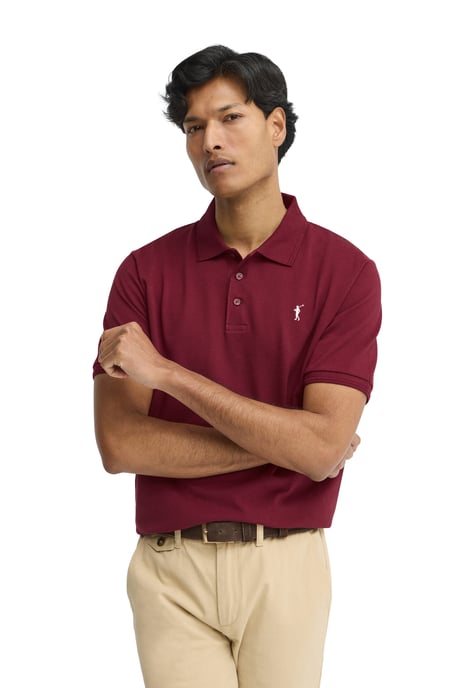 Kurzärmliges Poloshirt granatrot mit gesticktem Rigby Go Logo - Image 2